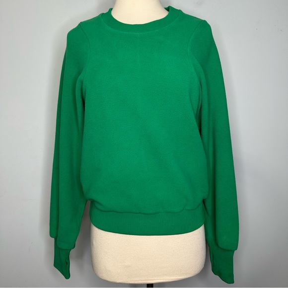 Sweaty Betty Women’s Kelly Green Fleece Balloon Sleeves Pullover Sweatshirt 4 - Picture 1 of 9
